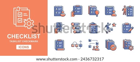 checklist to-do task progress checkmark icon set clipboard project mission tasklist priority vector illustration schedule approval document management symbol design for web and app
