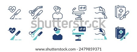 surgery operation icon vector set health disease treatment surgery knife tools hospital emergency surgeon signs illustration