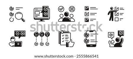 business decision making survey checklist icon set select multiple choice check mark task evaluation questionnaire signs vector illustration for web and app