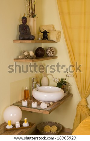 Inside a spa room with a lot of essential utensils as a horizontal image