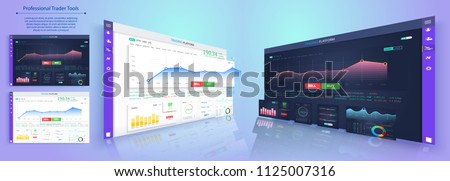 Binary option. All situation on market: Put Call, Win Lost deal. Futuristic user interface. Infographic elements. Abstract virtual graphic touch 3D UI for business app.Screen monitor set web elements