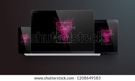	
Electronic realistic set laptop, tablet, smartphone - Stock Vector illustration