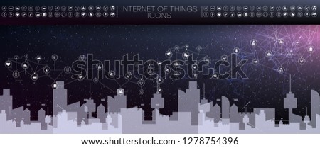 Smart city and wireless communication network, abstract image visual, internet of things