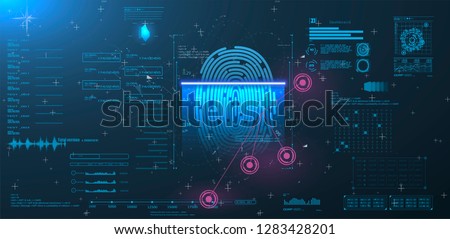 	
Vector HUD Elements Set for Futuristic User Interface Abstract digital conceptual technology security interface background and finger print scanning