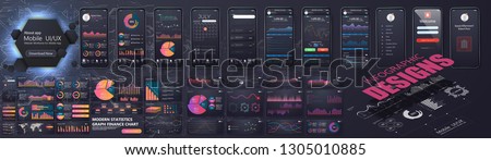 Different UI, UX, GUI mobile screens modern infographic. Diagram template and chart graph. Flat web icons for mobile apps, responsive website including. Web design and mobile template. Stock vector
