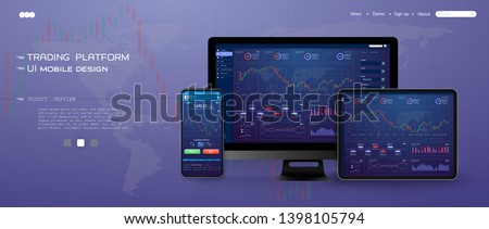 Trade UI, great design for any purposes. Trade concept. Web site screen template. forex market, news and analysis. binary option. Application for investment and online trading ,tablet, smartphone, pc.