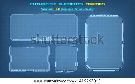 Sci Fi HUD modern futuristic user interface square Frames blocks Set.  Technology background with HUD dashboard interface. Vector illustration.
