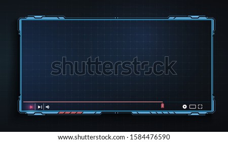 Futuristic Desktop Video player, modern digital Video player for the web templates. New Media Player interface. Skin video player. Template for Web and Mobile Apps. Vector illustration