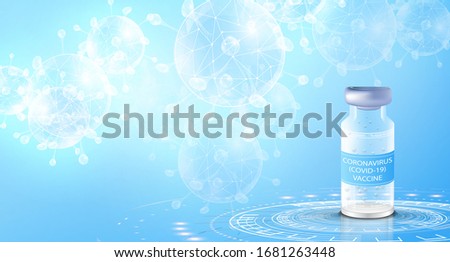 Vaccination concept. A bottle or flask containing a vaccine against an epidemic or virus. China battles Coronavirus outbreak. Coronavirus 2019-nC0V Outbreak. Medicine in vial. Deadly type of virus.