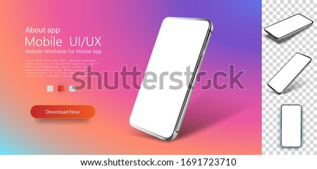 Smartphone, great design for any purposes. Realistic cell phone can be a template for infographics, presentation of interface. Frame less smartphone. Vector Illustration UI/UX design. Mockup template