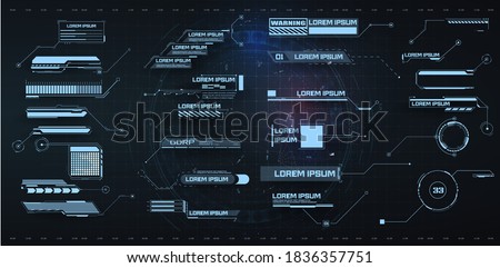 Futuristic Callouts titles in HUD style. Template Callout bar labels box  digital style. Futuristic User Interface boxes layout template. Box bars and modern digital info boxes layout templates vector