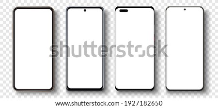 Realistic phone mockup. Smartphone blank screen, phone mockup. Template for infographics or presentation UI, UX design interface. Cellphone frame with blank display