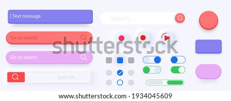 3D Search bar. Set Search bar vector element design, set of search boxes ui template isolated on gray background