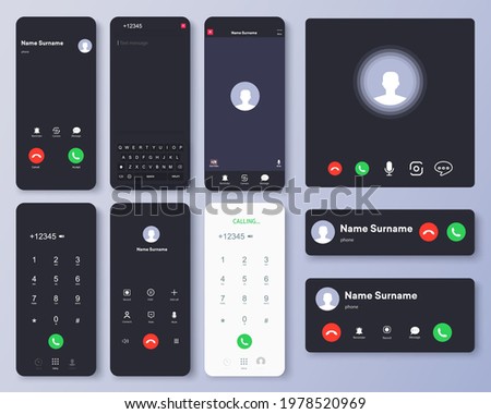 Mockup incoming call, voicemail screen, smartphone interface vector template. Flat UI, UX for application. New Call screen template. Vector isolated illustration touch screen telephone interface