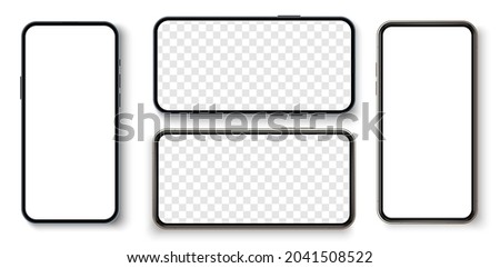 Realistic phone mockup. Smartphone blank screen, phone mockup. Template for infographics or presentation UI design interface. Cellphone frame with blank display