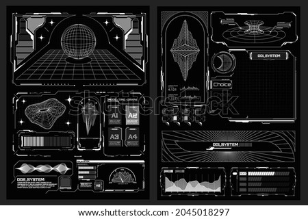 Abstract digital technology UI, UX Futuristic HUD, FUI, Virtual Interface. Callouts titles and frame in Sci- Fi style. Bar labels, info call box bars. Futuristic info boxes layout templates. 3D vector