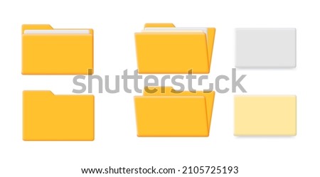 3d folder icon. Open folder icon. File management concept. Folder with documents on white background. Vector illustration