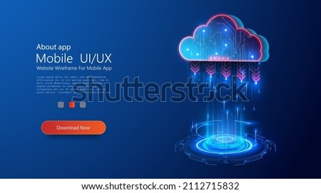Cloud technologies are a modern technology of information exchange. A projection of a cloud or a hologram on a blue isolated background. Banner, layout for the site. Vector