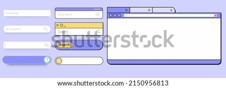 A simple flat browser window with a chat bubble template. Retro search bar. Search forms for websites. Vector illustration