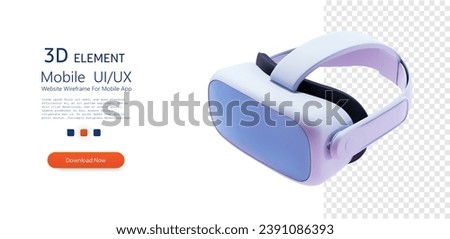 Sleek Virtual Reality Headset Isolated on Transparent Background. Virtual reality glasses on white background. 3D vector illustration