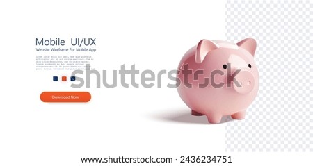 Classic Pink Piggy Bank in 3d style on Transparent Background. A glossy pink piggy bank representing savings and financial security, isolated on a transparent background. Vector illustration