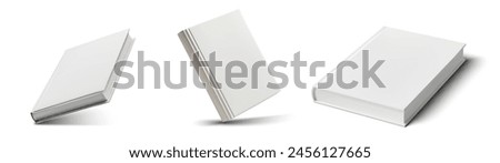 Three White Books on Isolated Background - Stack and Standing. Capture the minimalistic charm with three white books, one standing and two stacked, on a pure isolated background for clean presentation