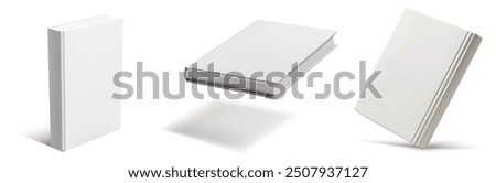 Vector illustration featuring three black books in various orientations, providing a versatile set for educational, publishing, and design needs. Isolated on a white background.