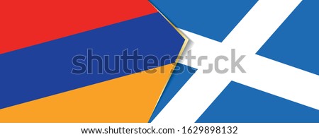 Armenia and Scotland flags, two vector flags symbol of relationship or confrontation.