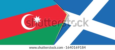 Azerbaijan and Scotland flags, two vector flags symbol of relationship or confrontation.