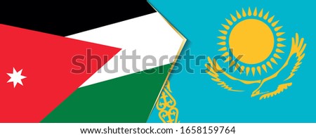 Jordan and Kazakhstan flags, two vector flags symbol of relationship or confrontation.