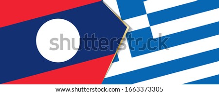 Laos and Greece flags, two vector flags symbol of relationship or confrontation.