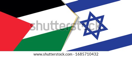 Palestine and Israel flags, two vector flags symbol of relationship or confrontation.