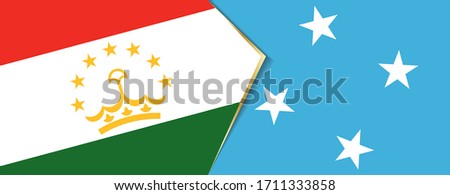 Tajikistan and Micronesia flags, two vector flags symbol of relationship or confrontation.