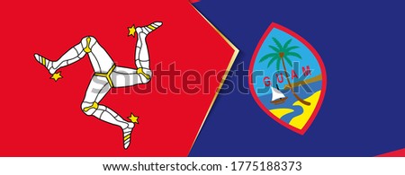 Isle of Man and Guam flags, two vector flags symbol of relationship or confrontation.