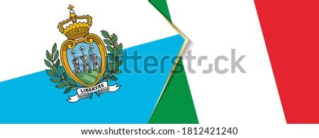 San Marino and Italy flags, two vector flags symbol of relationship or confrontation.