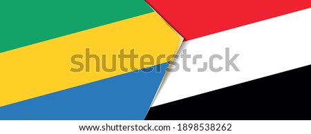 Gabon and Yemen flags, two vector flags symbol of relationship or confrontation.