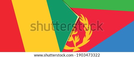 Guinea and Eritrea flags, two vector flags symbol of relationship or confrontation.