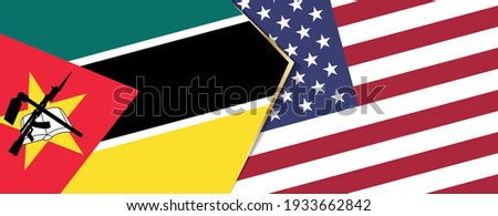 Mozambique and USA flags, two vector flags symbol of relationship or confrontation.