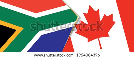 South Africa and Canada flags, two vector flags symbol of relationship or confrontation.