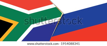 South Africa and Russia flags, two vector flags symbol of relationship or confrontation.