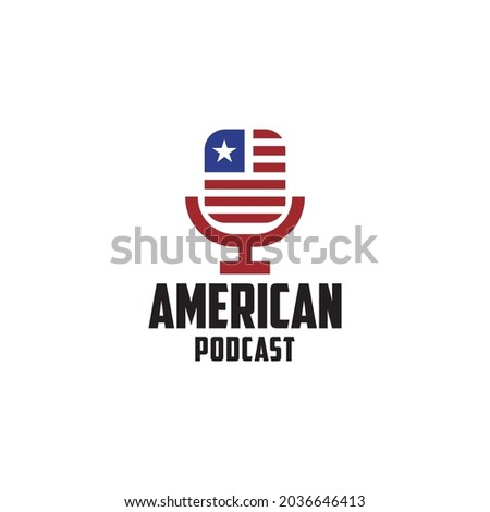 podcast logo,microphone with american flag