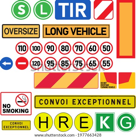 set of EUROPE Truck sign(REGULATORY SIGNS and TEMPORARY TRAFFIC CONTROL SIGNS. easy to modify