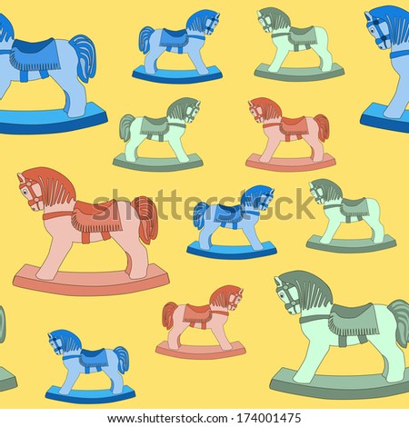 rocking horse color seamless pattern