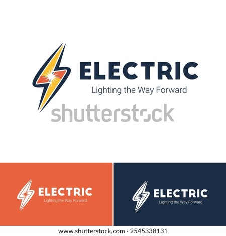 Electric Company Logo Design with Lightning Bolt and Slogan, Electric logo, Lightning logo, bolt logo