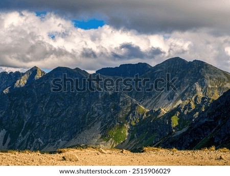 Similar – Image, Stock Photo Rocky mountain ridge during sunset