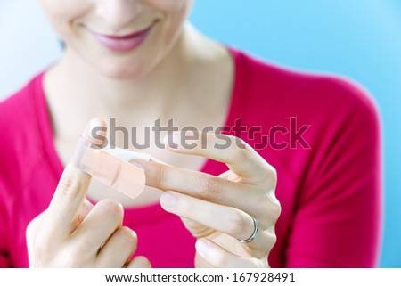 Woman Dressing wound