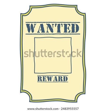 Wanted poster in hand drawn doodle illustration frame background for kids