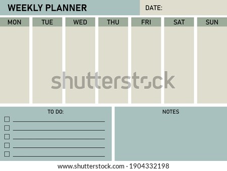 A4 Printable Basic Weekly Planer. Monthly planer blank template.