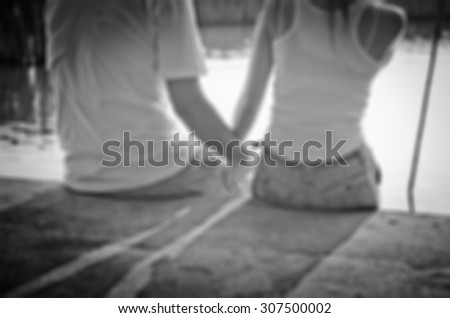 Couple in love in blur black and white background vintage style