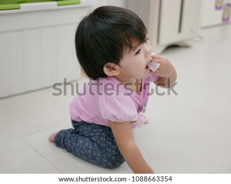 Similar – Image, Stock Photo 13 month old baby trying to navigate a ladder at a playground; reaching and pulling up to tip toes